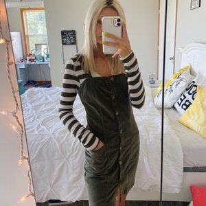 Super cute dress paired with this striped top!